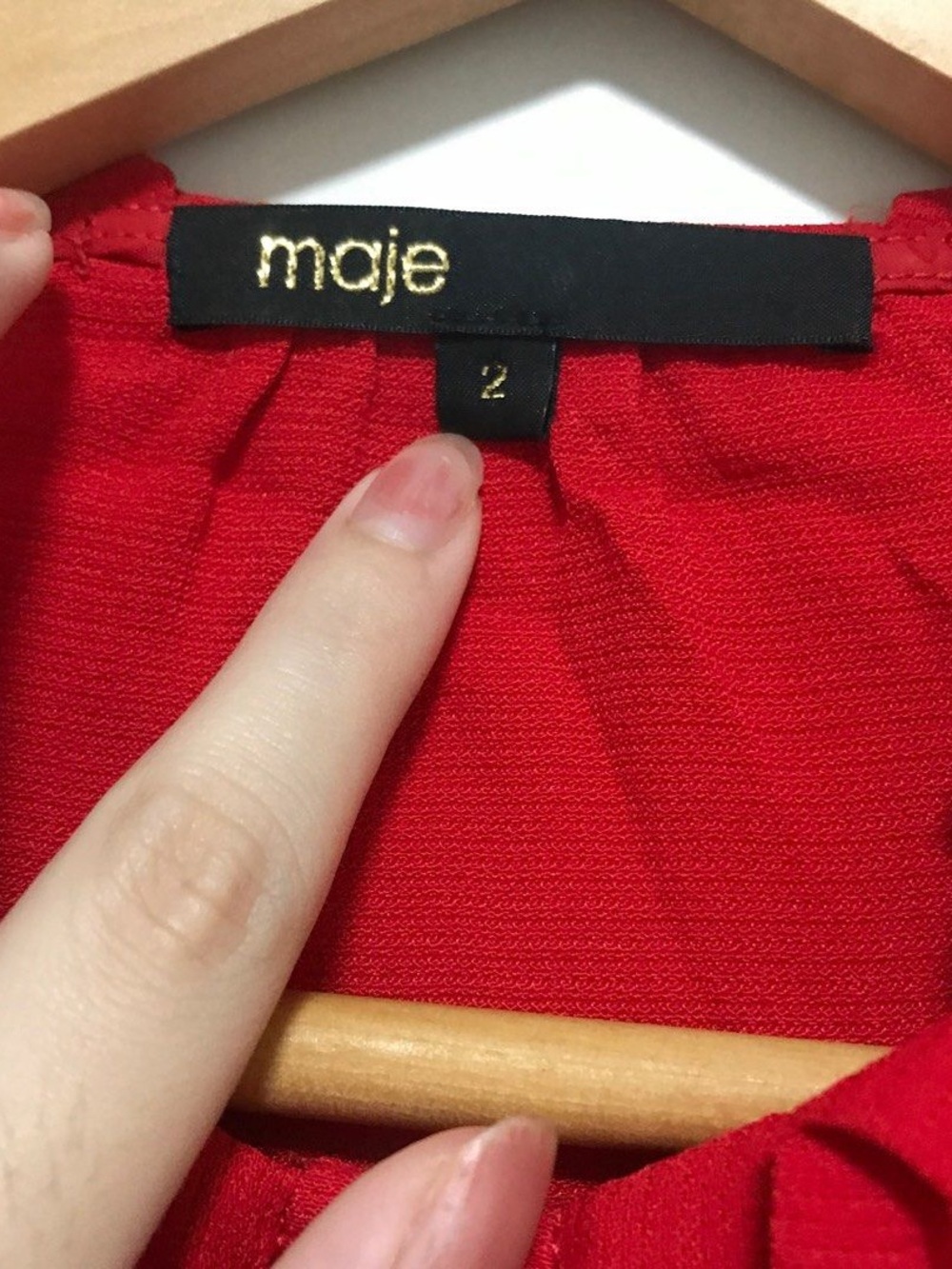 MAJE red CORETTE blouse size M - Picture 6 of 14